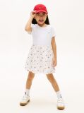 Beige Seersucker Print Fit And Flare Dress  Girls