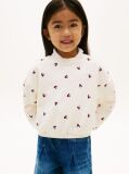 Beige Smiley Heart Flag Relaxed Sweatshirt  Girls