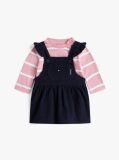 Blue Corduroy Dungaree Dress And Top Gift Set  Newborn