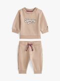 Beige Varsity Sweatshirt And Joggers Set  Newborn