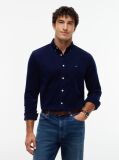 Blue Regular Fit Flag Embroidery Corduroy Shirt  Men