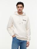 Beige Back Graphic Twill Terry Hoody  Men