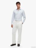 Blue Slim Fit Flag Embroidery Dobby Shirt  Men