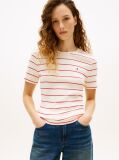 Multi Flag Embroidery Ribbed Slim T-Shirt  Women