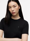 Black Flag Embroidery Ribbed Slim T-Shirt  Women