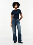 Blue Flag Embroidery Ribbed Slim T-Shirt  Women