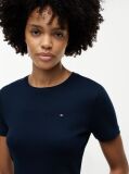 Blue Flag Embroidery Ribbed Slim T-Shirt  Women