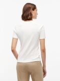 White Flag Embroidery Ribbed Slim T-Shirt  Women