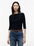 Blue Boat Neck Slim Fit T-Shirt  Women
