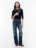 Blue Boat Neck Slim Fit T-Shirt  Women