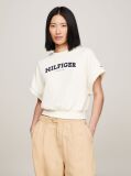 White Hilfiger Monotype Batwing Flock Sweatshirt  Women