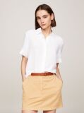 White Essential Fluid Relaxed Short Sleeve Shirt  Women