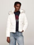 White Faux Fur Trim Down Jacket  Women