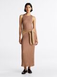 Brown Slim Maxi Cable Knit Dress  Women