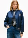 Blue Logo Appliqué Water Repellent Bomber Jacket  Women