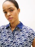 Blue Print Voile Midi Shirt Dress With Silk  Women