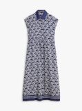 Blue Print Voile Midi Shirt Dress With Silk  Women