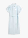 Blue Belted Relaxed Pure Linen Shirt Dress  Women