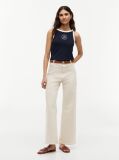 Beige Washed High Rise Wide Leg Ankle Jeans  Women
