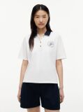 White Regular Fit Gold-Tone Button Polo Shirt  Women