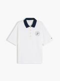 White Regular Fit Gold-Tone Button Polo Shirt  Women