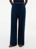 Blue Pure Linen Twill Straight Trousers  Women