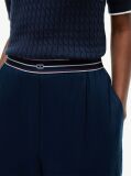 Blue Pure Linen Twill Straight Trousers  Women