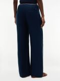 Blue Pure Linen Twill Straight Trousers  Women