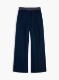 Blue Pure Linen Twill Straight Trousers  Women