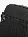 Black Woven Panel Crossbody Reporter Bag  Men