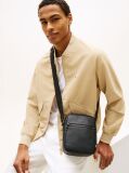 Black Woven Panel Crossbody Reporter Bag  Men