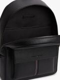 Black Flap Pocket Pebble Grain Dome Backpack  Men