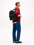 Black Flap Pocket Pebble Grain Dome Backpack  Men