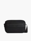 Black Metal Logo Crossbody Reporter Bag  Men