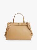 Beige Modern Turn Lock Satchel  Women