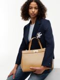 Beige Modern Turn Lock Satchel  Women