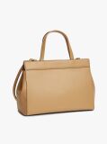 Beige Modern Turn Lock Satchel  Women