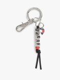 Silver Metal Blocks And Heart Charm Keyring  Women