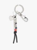 Silver Metal Blocks And Heart Charm Keyring  Women