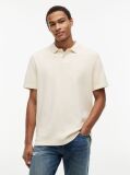 Beige Regular Fit Washed Waffle Knit Polo Shirt  Men