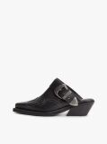 Black Archive Leather Cowboy Mules  Women