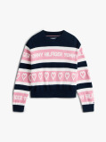 Blue Intarsia Repeat Logo Relaxed Jumper  Girls