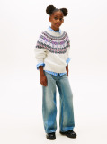 Beige Fair Isle Relaxed Balloon Sleeve Jumper  Girls