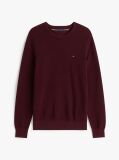 Red Crew Neck Textured Knit Jumper  Men