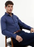 Blue Slim Fit Micro Print Shirt  Men