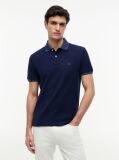 Blue Regular Fit Jacquard Collar Structured Polo Shirt  Men