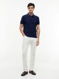 Blue Regular Fit Jacquard Collar Structured Polo Shirt  Men