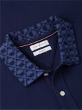 Blue Regular Fit Jacquard Collar Structured Polo Shirt  Men