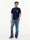 Blue Floral Graphic Pocket T-Shirt  Men
