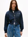 Blue Water Repellent Relaxed Short Bomber Jacket  Women